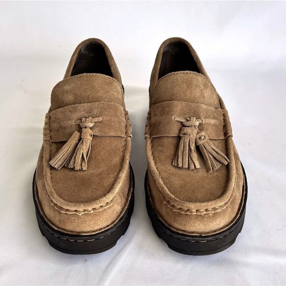 Born Women's Tan Suede Capri Tassel Loafers Chunky Heel Size 9M - Picture 1 of 8